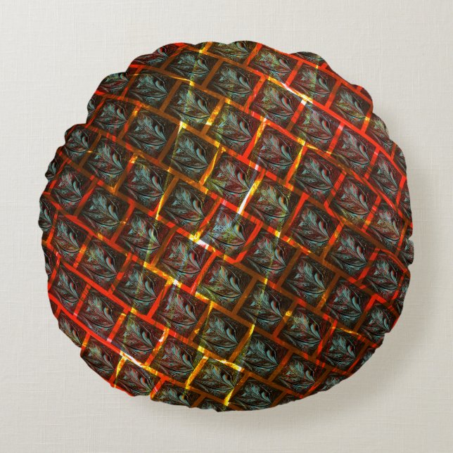 Coussins Ronds Gris "yeux encadrés", rayures, grille carré ou rou (Devant)