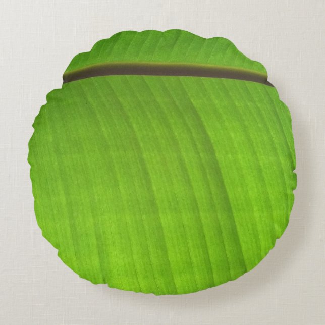 Coussins Ronds Gros plan de la feuille de banane (Devant)