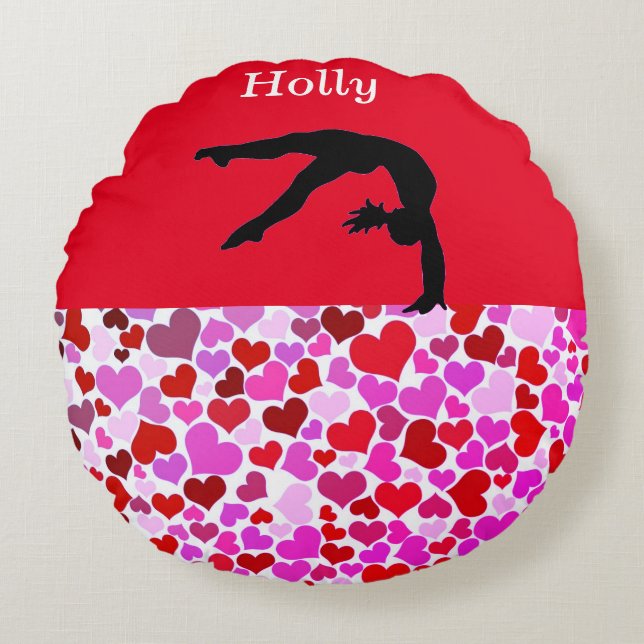 Coussins Ronds Gymnastique filles Coeurs de Saint Valentin (Devant)