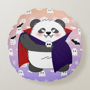 Coussins Ronds Halloween Cute Baby Panda Dracula Vampire