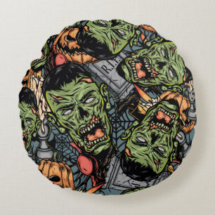 Coussins Ronds Halloween éléments colorés sans couture motif avec