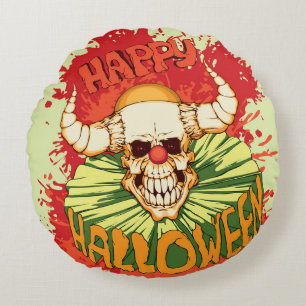 Coussins Ronds Halloween flyer : thème clown diabolique