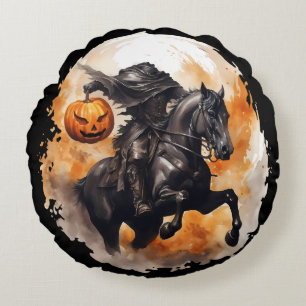 Coussins Ronds Halloween Horseman sans tête avec tête Citrouille