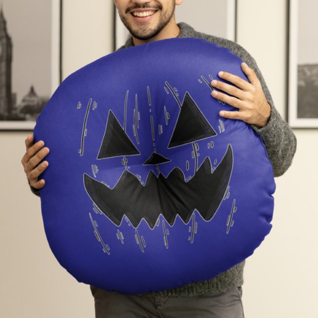Coussins Ronds Halloween Jack-o’-lanterne inspirée par l'autisme (Créateur téléchargé)