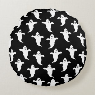 Coussins Ronds Halloween moderne simple noir et blanc Fantômes