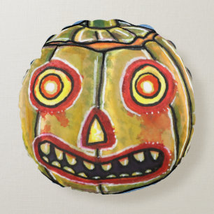 Coussins Ronds Halloweenies Vintages Citrouilles tombées