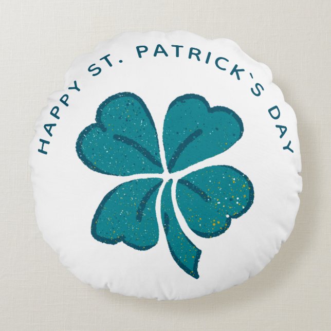 Coussins Ronds Happy St. Patrick`s Day Shamrock Clover (Devant)