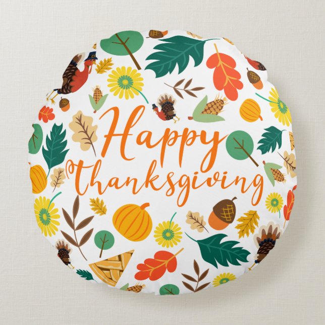 Coussins Ronds Happy Thanksgiving (Devant)
