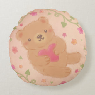 Coussins Ronds Happy Valentine's Day with Teddy Bear