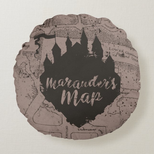 Coussins Ronds Harry Potter | Carte du château Marauder de HOGWAR (Devant)