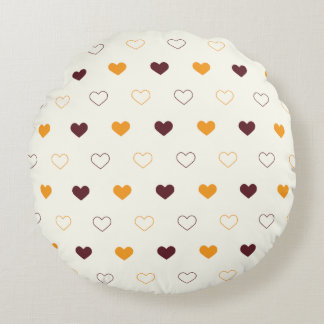 Coussins Ronds Heart Pattern with Orange & Brown Hearts