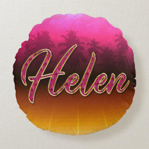Coussins Ronds Helen prénom Golden Pink Oreillers