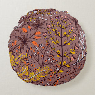 Coussins Ronds Herbes d'automne, vintage floral sans soudure.