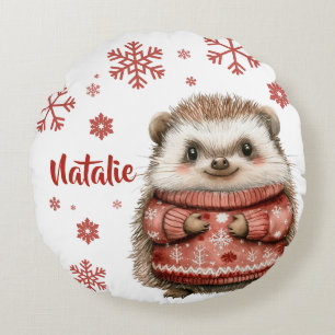 Coussins Ronds Hérisson de Noël personnalisé