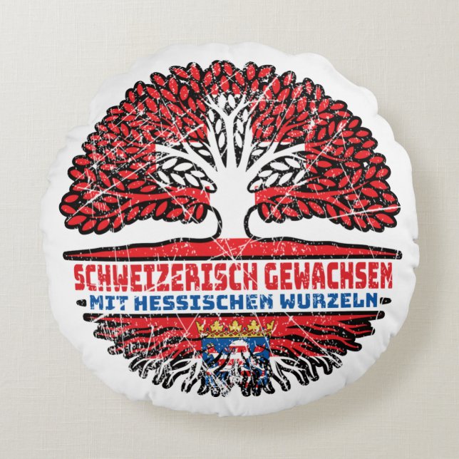 Coussins Ronds Hessen Hessisch Schweizer Schweiz Baum Wurzel (Devant)