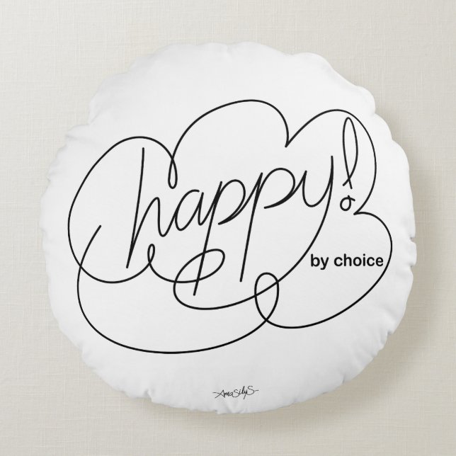 Coussins Ronds HEUREUX par choix - Bold CloudS (Devant)