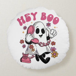 Coussins Ronds Hey Boo - Fantôme Groovy Halloween