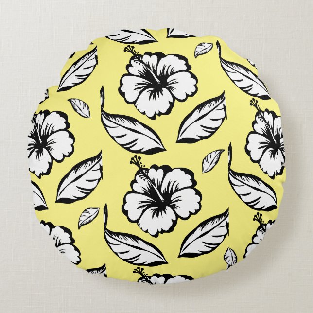 Coussins Ronds Hibiscus Floral (Devant)