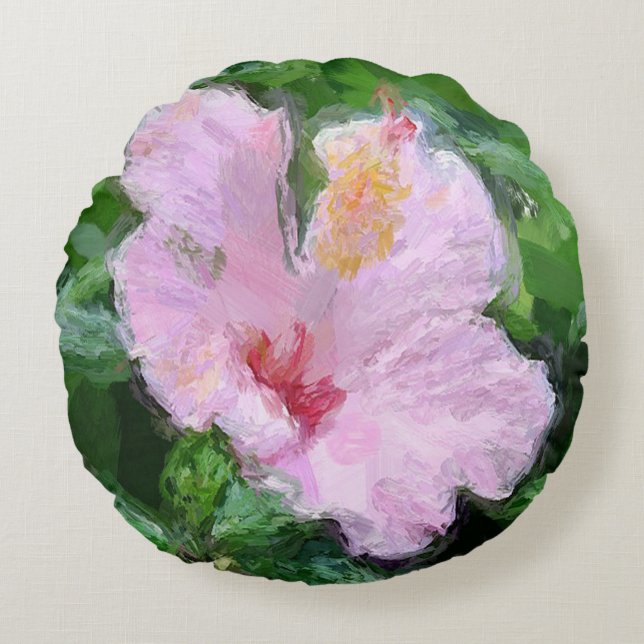 Coussins Ronds Hibiscus rose (Devant)