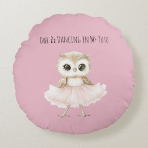 Coussins Ronds Hibou dansant tutu rose ballerine