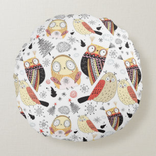 Coussins Ronds Hibou drôle de texture
