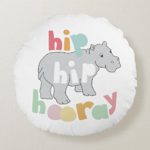 Coussins Ronds Hip Hip Houray Dessin Hippone gris