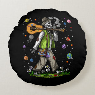 Coussins Ronds Hippie de Skeleton psychédélique