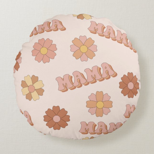 Coussins Ronds Hippie maman motif sans soudure. Arrière - plan su (Devant)