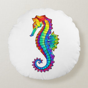 Coussins Ronds Hippocampe polygonal arc-en-ciel
