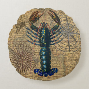 Coussins Ronds Homard Coquillages Fruits de mer Maine Classique O
