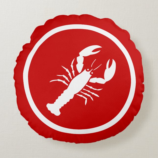 Coussins Ronds Homard rouge et blanc (Devant)