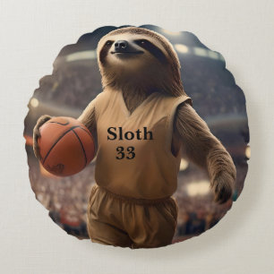 Coussins Ronds Hoops and Hangs : Le Slam Dunking Sloth,