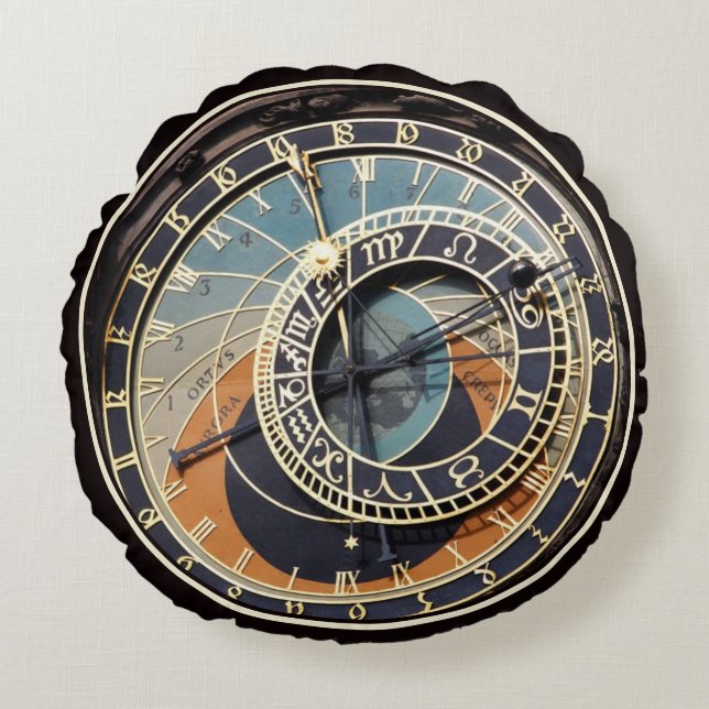 Coussins Ronds Horloge Astronomique À Prague (Devant)
