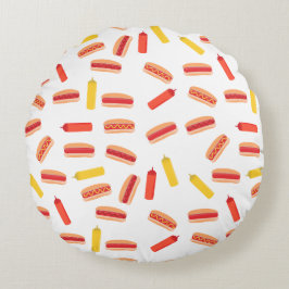 Coussins Ronds Hot Dog Fast Food Motif barbecue