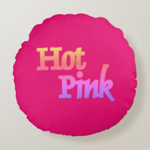 Coussins Ronds Hot rose avec nom rond poly lancer oreiller