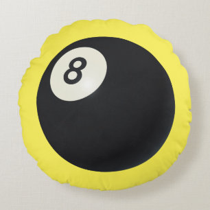 Coussins Ronds Huit Bal Y2K Snooker 90s Yellow Round Cushion