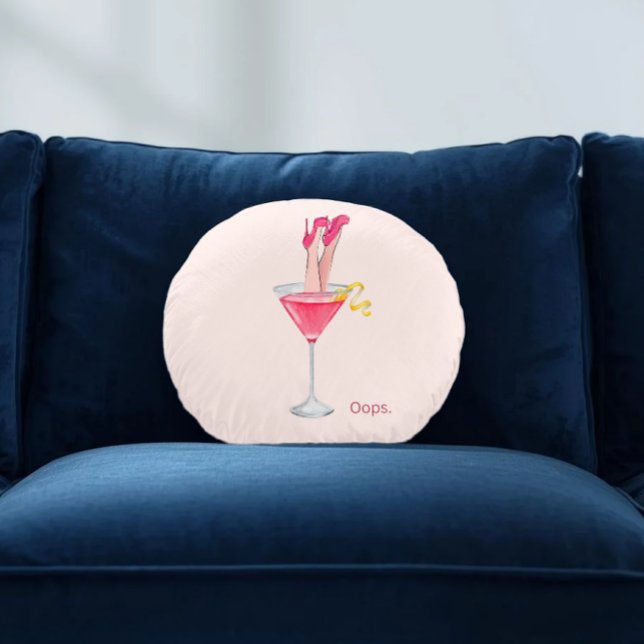 Coussins Ronds Humour de cocktail pour femmes, illustration de bo (Créateur téléchargé)