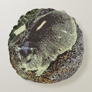Coussins Ronds Hyrax africain se relaxer sur le rocher