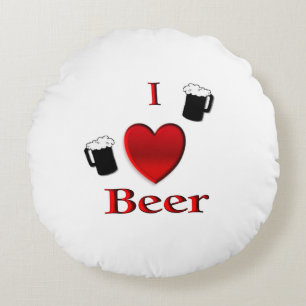 Coussins Ronds I Heart Beer Design