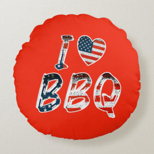 Coussins Ronds I Love BBQ, American Patriotic
