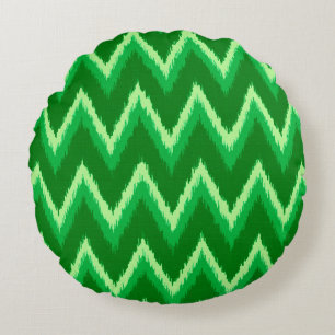 Coussins Ronds Ikat Chevron Stripes - Pin et Lime Green