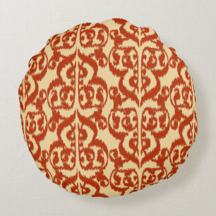 Coussins Ronds Ikat Moorish Damask - Mandarin orange