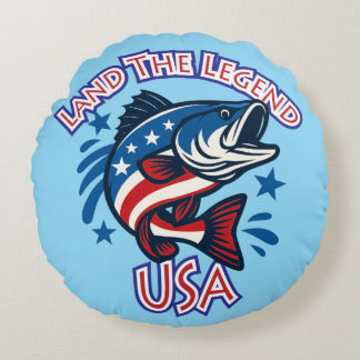 Coussins Ronds Illustration de bass patriotique "USA" Land the Le