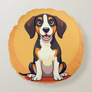 Coussins Ronds Illustration de chien de dessin animé adorable