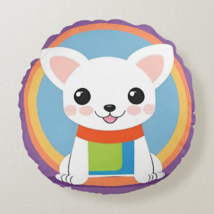 Coussins Ronds Illustration de chien de dessin animé mignon