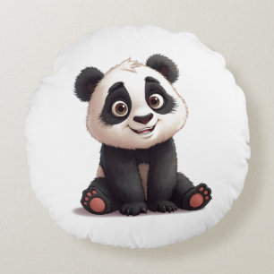 Coussins Ronds Illustration de dessin animé d'ours panda assis