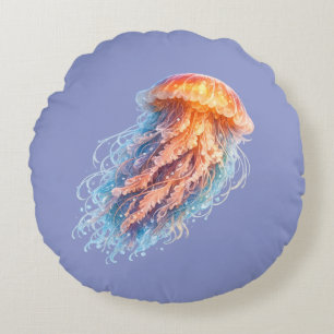 Coussins Ronds Illustration de méduse élégante, fantaisie océaniq