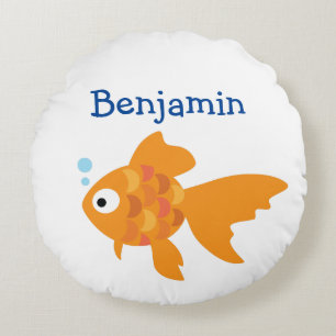 Coussins Ronds Illustration de poisson d'or convivial