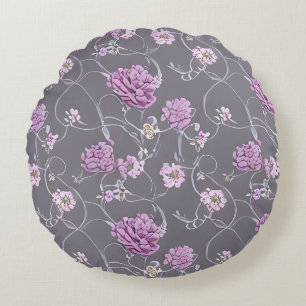 Coussins Ronds Illustration de roses roses