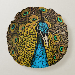 Coussins Ronds Illustration de splendeur de paon